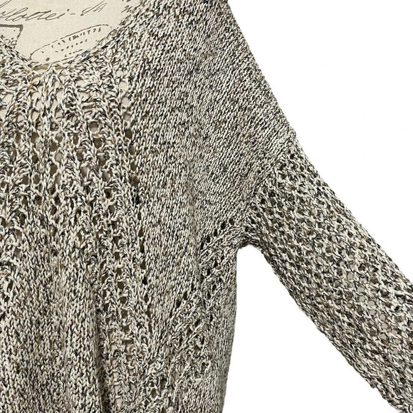 J. Jill Sweater Open Weave Chunky Knit 3/4 Sleeve Pullover Sz Large - Picture 3 of 9